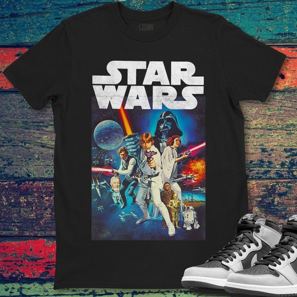 Star Wars Vintage Cast Poster Unisex Gift Unisex T-Shirt - Picture 1 of 2